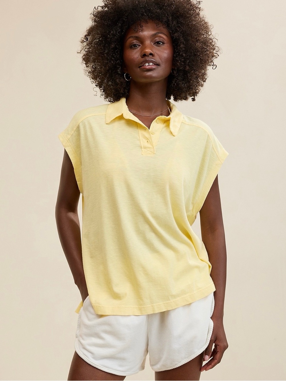 AERIE - NWT - Relaxed Polo Tank Top - Pale Yellow